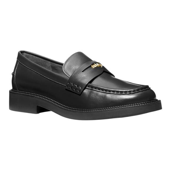 Michael Kors Women's Eden Leather Penny Loafers Black Size 7 - Picture 1 of 3